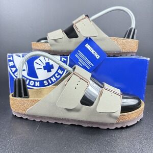Birkenstock Arizona Sandals 38 Stone Birko-Flor‎ Comfort Leather Women Size 7